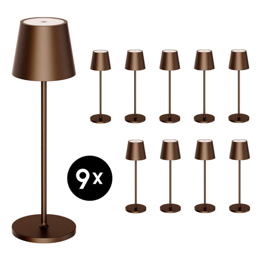 Set 9 x wiederaufladbare Tischlampen